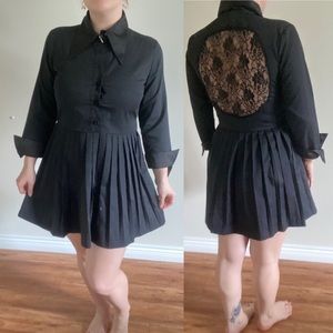 Iron Fist Villains Black Pleated Cross Gothic Short Dress